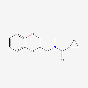 molecular formula C14H17NO3 B7489042 N-(2,3-dihydro-1,4-benzodioxin-2-ylmethyl)-N-methylcyclopropanecarboxamide 