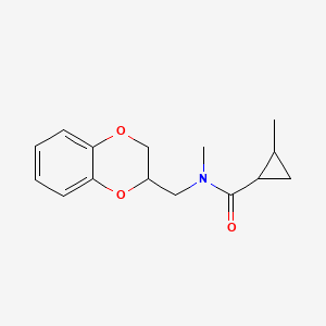 molecular formula C15H19NO3 B7489051 N-(2,3-dihydro-1,4-benzodioxin-3-ylmethyl)-N,2-dimethylcyclopropane-1-carboxamide 