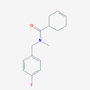 molecular formula C15H18FNO B7489224 N-[(4-fluorophenyl)methyl]-N-methylcyclohex-3-ene-1-carboxamide 