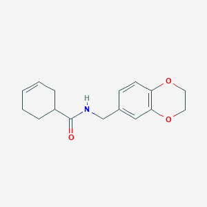 molecular formula C16H19NO3 B7489402 N-(2,3-dihydro-1,4-benzodioxin-6-ylmethyl)cyclohex-3-ene-1-carboxamide 
