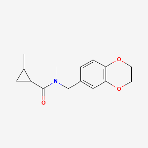 molecular formula C15H19NO3 B7489580 N-(2,3-dihydro-1,4-benzodioxin-6-ylmethyl)-N,2-dimethylcyclopropane-1-carboxamide 