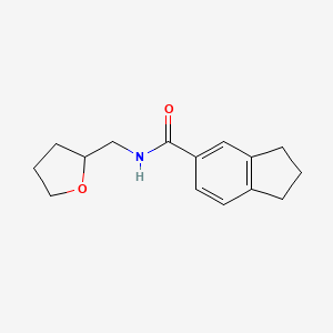 molecular formula C15H19NO2 B7490383 N-(oxolan-2-ylmethyl)-2,3-dihydro-1H-indene-5-carboxamide 