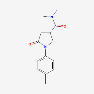 molecular formula C14H18N2O2 B7490487 N,N-dimethyl-1-(4-methylphenyl)-5-oxopyrrolidine-3-carboxamide 