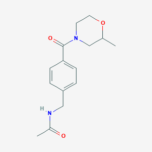 molecular formula C15H20N2O3 B7491734 N-[[4-(2-methylmorpholine-4-carbonyl)phenyl]methyl]acetamide 