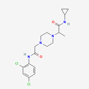 molecular formula C18H24Cl2N4O2 B7495540 N-cyclopropyl-2-[4-[2-(2,4-dichloroanilino)-2-oxoethyl]piperazin-1-yl]propanamide 