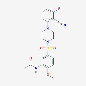 molecular formula C20H21FN4O4S B7496810 N-[5-[4-(2-cyano-3-fluorophenyl)piperazin-1-yl]sulfonyl-2-methoxyphenyl]acetamide 