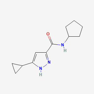 molecular formula C12H17N3O B7497143 N-Cyclopentyl-3-cyclopropyl-1H-pyrazole-5-carboxamide 