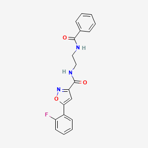 molecular formula C19H16FN3O3 B7497155 N-(2-benzamidoethyl)-5-(2-fluorophenyl)-1,2-oxazole-3-carboxamide 