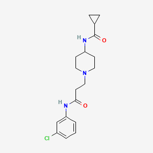 molecular formula C18H24ClN3O2 B7497296 N-[1-[3-(3-chloroanilino)-3-oxopropyl]piperidin-4-yl]cyclopropanecarboxamide 