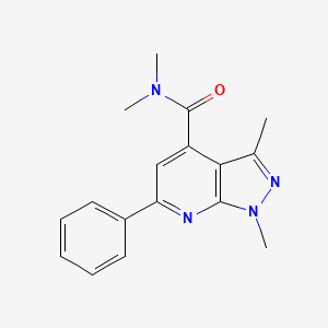 molecular formula C17H18N4O B7497381 N,N,1,3-tetramethyl-6-phenylpyrazolo[3,4-b]pyridine-4-carboxamide 