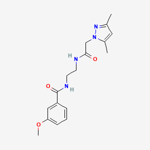 molecular formula C17H22N4O3 B7498278 N-[2-[[2-(3,5-dimethylpyrazol-1-yl)acetyl]amino]ethyl]-3-methoxybenzamide 