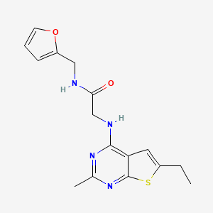molecular formula C16H18N4O2S B7498582 2-[(6-ethyl-2-methylthieno[2,3-d]pyrimidin-4-yl)amino]-N-(furan-2-ylmethyl)acetamide 