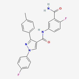 molecular formula C24H18F2N4O2 B7498663 N-(3-carbamoyl-4-fluorophenyl)-1-(4-fluorophenyl)-3-(4-methylphenyl)pyrazole-4-carboxamide 