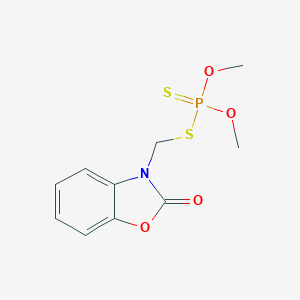 molecular formula C10H12NO4PS2 B074991 O,O-Dimethyl S-((2-oxo-3(2H)-benzoxazolyl)methyl) phosphorodithioate CAS No. 1218-13-9