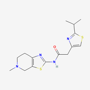 molecular formula C15H20N4OS2 B7499258 N-(5-methyl-6,7-dihydro-4H-[1,3]thiazolo[5,4-c]pyridin-2-yl)-2-(2-propan-2-yl-1,3-thiazol-4-yl)acetamide 