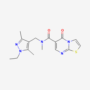 molecular formula C16H19N5O2S B7502549 N-[(1-ethyl-3,5-dimethylpyrazol-4-yl)methyl]-N-methyl-5-oxo-[1,3]thiazolo[3,2-a]pyrimidine-6-carboxamide 