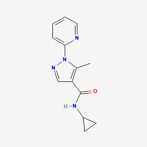 molecular formula C13H14N4O B7503026 N-cyclopropyl-5-methyl-1-pyridin-2-ylpyrazole-4-carboxamide 