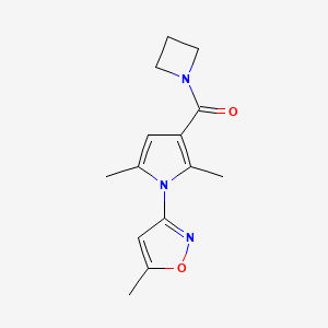 molecular formula C14H17N3O2 B7503111 Azetidin-1-yl-[2,5-dimethyl-1-(5-methyl-1,2-oxazol-3-yl)pyrrol-3-yl]methanone 