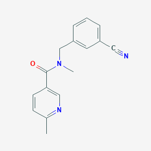 molecular formula C16H15N3O B7503359 N-[(3-cyanophenyl)methyl]-N,6-dimethylpyridine-3-carboxamide 
