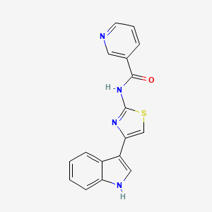 molecular formula C17H12N4OS B7503688 N-[4-(1H-indol-3-yl)-1,3-thiazol-2-yl]pyridine-3-carboxamide 