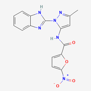 molecular formula C16H12N6O4 B7503858 N-[2-(1H-benzimidazol-2-yl)-5-methylpyrazol-3-yl]-5-nitrofuran-2-carboxamide 