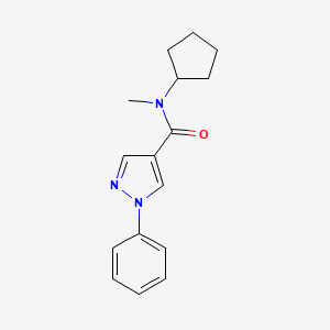 molecular formula C16H19N3O B7503992 N-cyclopentyl-N-methyl-1-phenylpyrazole-4-carboxamide 