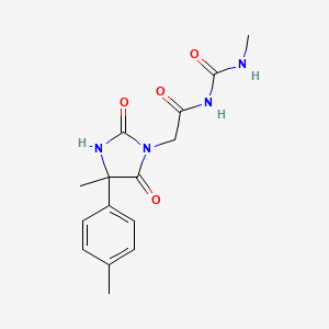 molecular formula C15H18N4O4 B7504266 N-(methylcarbamoyl)-2-[4-methyl-4-(4-methylphenyl)-2,5-dioxoimidazolidin-1-yl]acetamide 
