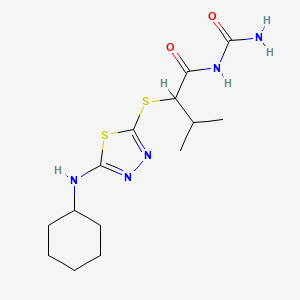 molecular formula C14H23N5O2S2 B7504308 N-carbamoyl-2-[[5-(cyclohexylamino)-1,3,4-thiadiazol-2-yl]sulfanyl]-3-methylbutanamide 