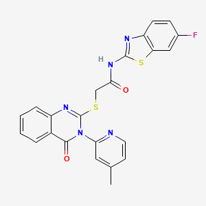 molecular formula C23H16FN5O2S2 B7504345 N-(6-fluoro-1,3-benzothiazol-2-yl)-2-[3-(4-methylpyridin-2-yl)-4-oxoquinazolin-2-yl]sulfanylacetamide 