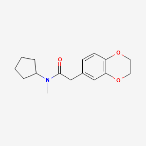 molecular formula C16H21NO3 B7504372 N-cyclopentyl-2-(2,3-dihydro-1,4-benzodioxin-6-yl)-N-methylacetamide 