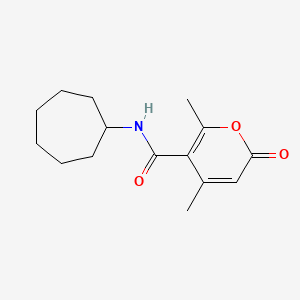 molecular formula C15H21NO3 B7504588 N-cycloheptyl-2,4-dimethyl-6-oxopyran-3-carboxamide 