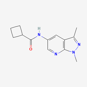 molecular formula C13H16N4O B7507902 N-(1,3-dimethylpyrazolo[3,4-b]pyridin-5-yl)cyclobutanecarboxamide 