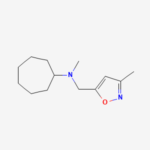 molecular formula C13H22N2O B7508289 N-methyl-N-[(3-methyl-1,2-oxazol-5-yl)methyl]cycloheptanamine 