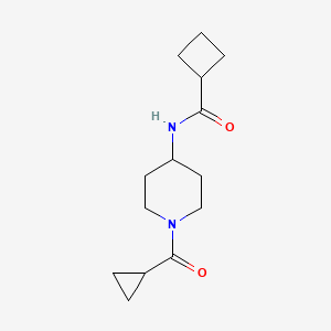 molecular formula C14H22N2O2 B7508454 N-[1-(cyclopropanecarbonyl)piperidin-4-yl]cyclobutanecarboxamide 