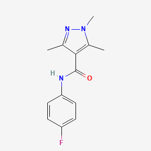 molecular formula C13H14FN3O B7508661 N-(4-fluorophenyl)-1,3,5-trimethylpyrazole-4-carboxamide 