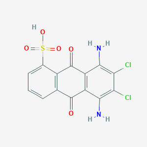 molecular formula C14H7Cl2N2NaO5S B075112 Sodium 5,8-diamino-6,7-dichloro-9,10-dioxo-9,10-dihydroanthracene-1-sulfonate CAS No. 1323-87-1
