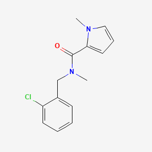 molecular formula C14H15ClN2O B7512861 N-[(2-chlorophenyl)methyl]-N,1-dimethylpyrrole-2-carboxamide 