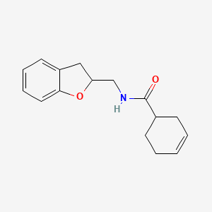 molecular formula C16H19NO2 B7517568 N-(2,3-dihydro-1-benzofuran-2-ylmethyl)cyclohex-3-ene-1-carboxamide 