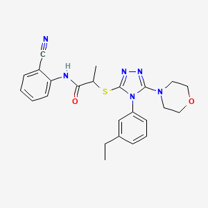molecular formula C24H26N6O2S B7517887 N-(2-cyanophenyl)-2-[[4-(3-ethylphenyl)-5-morpholin-4-yl-1,2,4-triazol-3-yl]sulfanyl]propanamide 