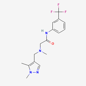 molecular formula C16H19F3N4O B7517994 N~2~-[(1,5-dimethyl-1H-pyrazol-4-yl)methyl]-N~2~-methyl-N-[3-(trifluoromethyl)phenyl]glycinamide 