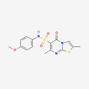molecular formula C15H15N3O4S2 B7518352 N-(4-methoxyphenyl)-2,7-dimethyl-5-oxo-5H-[1,3]thiazolo[3,2-a]pyrimidine-6-sulfonamide 