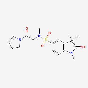 molecular formula C18H25N3O4S B7518473 N,1,3,3-tetramethyl-2-oxo-N-(2-oxo-2-pyrrolidin-1-ylethyl)indole-5-sulfonamide 