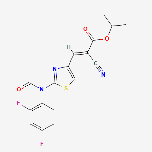 molecular formula C18H15F2N3O3S B7519714 propan-2-yl (E)-3-[2-(N-acetyl-2,4-difluoroanilino)-1,3-thiazol-4-yl]-2-cyanoprop-2-enoate 