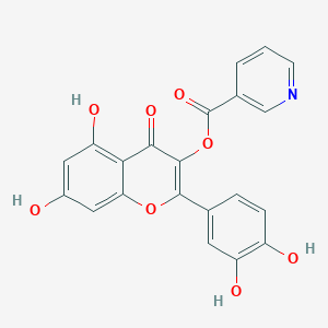 molecular formula C21H13NO8 B075236 2-(3,4-Dihydroxyphenyl)-5,7-dihydroxy-4-oxo-4H-1-benzopyran-3-yl nicotinate CAS No. 1556-70-3