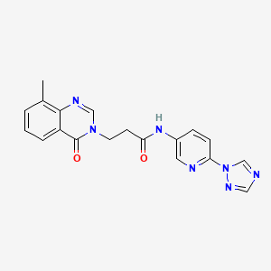 molecular formula C19H17N7O2 B7523981 3-(8-methyl-4-oxoquinazolin-3-yl)-N-[6-(1,2,4-triazol-1-yl)pyridin-3-yl]propanamide 