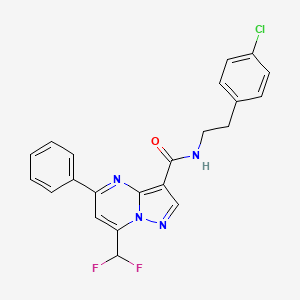 molecular formula C22H17ClF2N4O B7524342 N-[2-(4-chlorophenyl)ethyl]-7-(difluoromethyl)-5-phenylpyrazolo[1,5-a]pyrimidine-3-carboxamide 