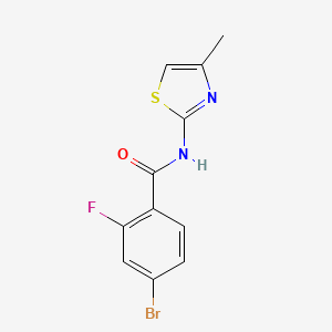 molecular formula C11H8BrFN2OS B7524535 4-bromo-2-fluoro-N-(4-methyl-1,3-thiazol-2-yl)benzamide 