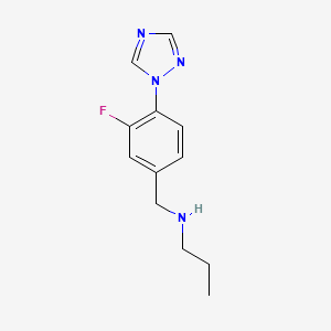 molecular formula C12H15FN4 B7525050 N-[[3-fluoro-4-(1,2,4-triazol-1-yl)phenyl]methyl]propan-1-amine 