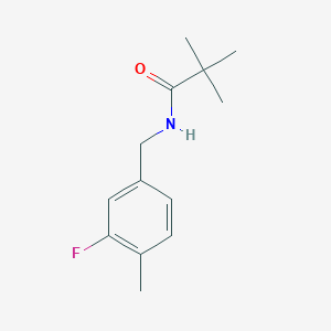 molecular formula C13H18FNO B7525533 N-[(3-fluoro-4-methylphenyl)methyl]-2,2-dimethylpropanamide 