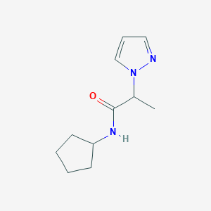 molecular formula C11H17N3O B7525766 N-cyclopentyl-2-pyrazol-1-ylpropanamide 